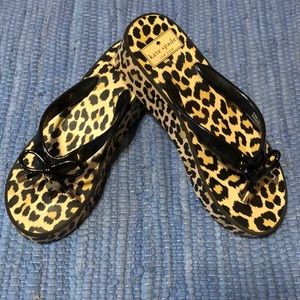 NWOT Kate Spade Rhett leopard wedge flip-flops
